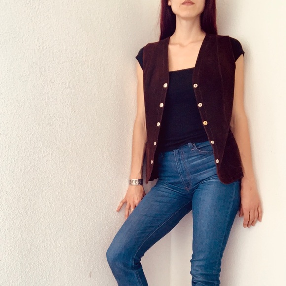 Vintage Brown Suede Vest - Picture 6 of 8